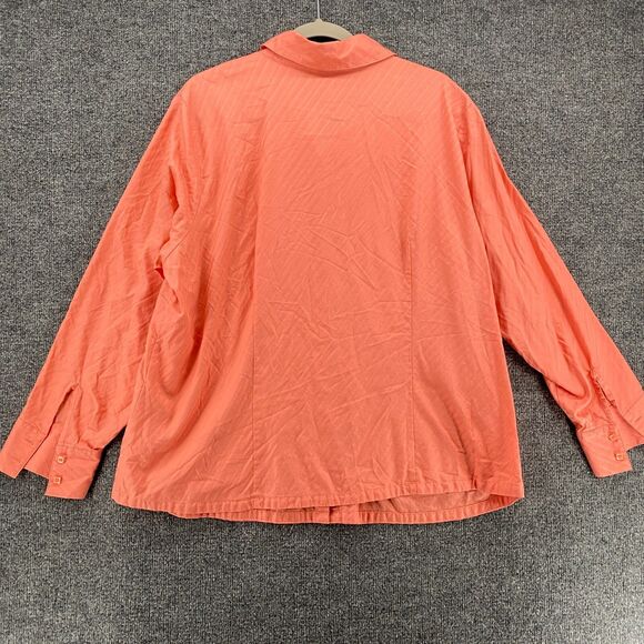 Talbots Blouse Top Womens 20W Orange Striped Button Up Long Sleeve Office Career - Picture 4 of 10